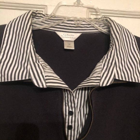Women's CJ Banks Stripped Collared Shirt - Picture 3 of 5